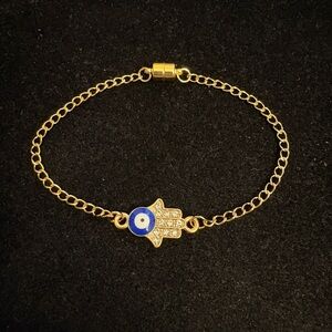 Rhinestone Hamsa Hand Evil Eye gold Chain Bracelet